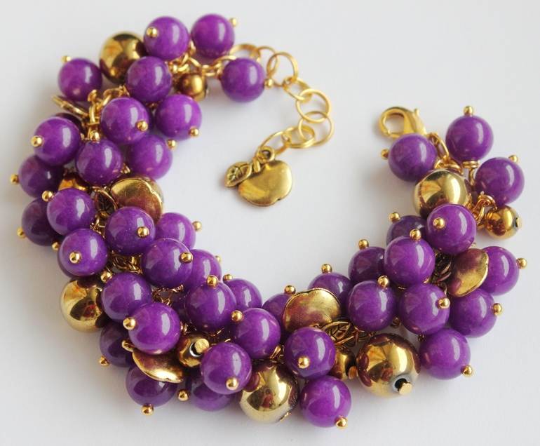 Браслет "Фиолетовый агат в золоте"