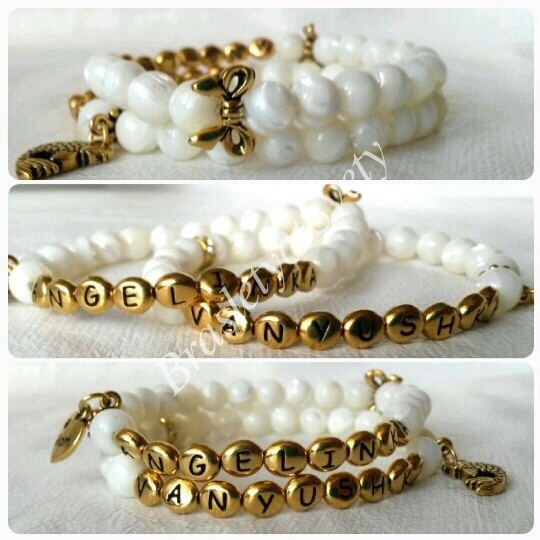 Браслеты с именами из натуральных камней