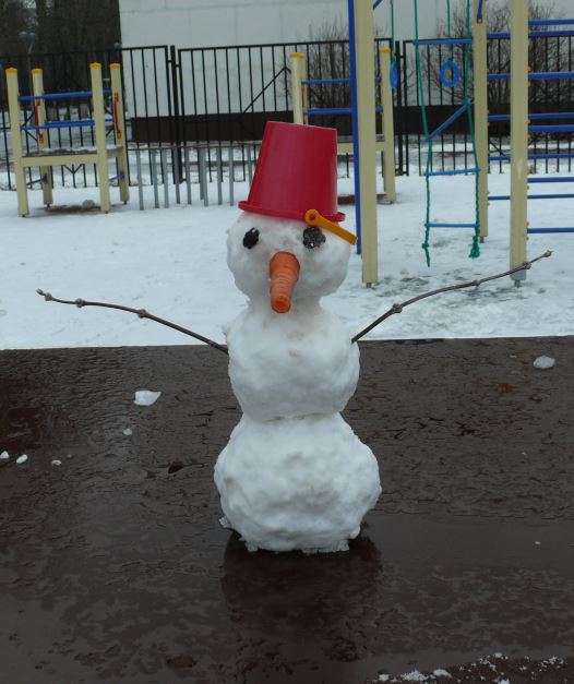 Встречаем ЗИМУ! Первый снеговик!