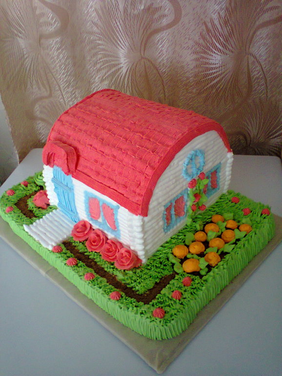Торт домик в деревне