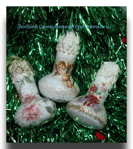 Игрушки на елку своими руками. Лампочка + декупаж