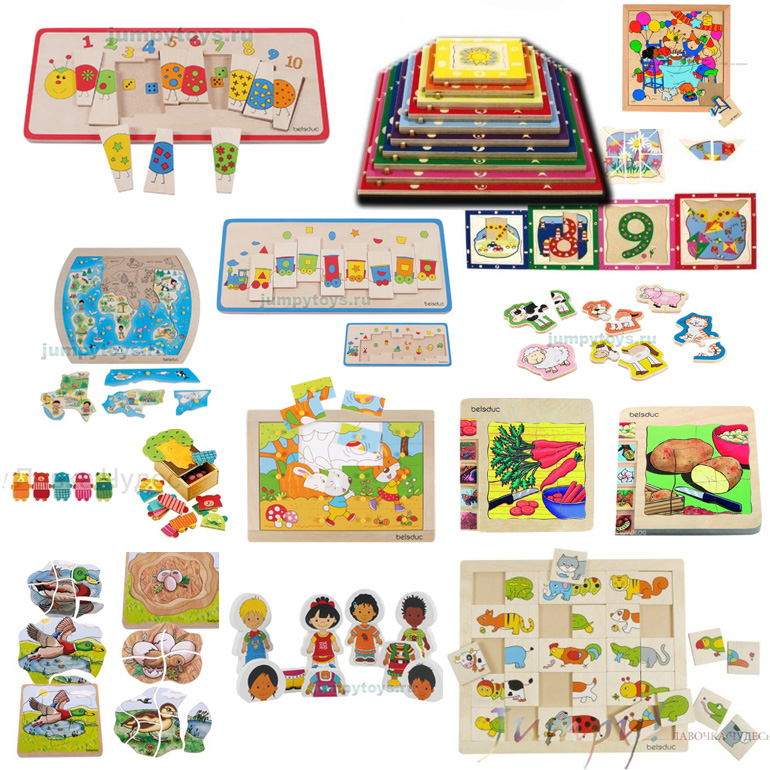 Пазлы деревянные Djeco, Beleduc и Educo
