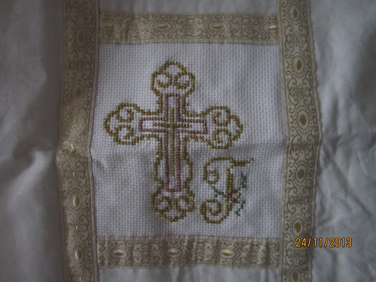 моя вышивка на  крестины для григория